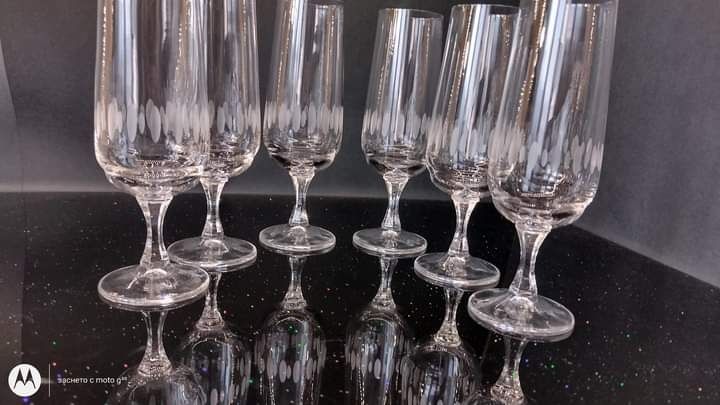 Комплект от тънкостенни чаши кристалин за вино, ликьор, шампанско, вод