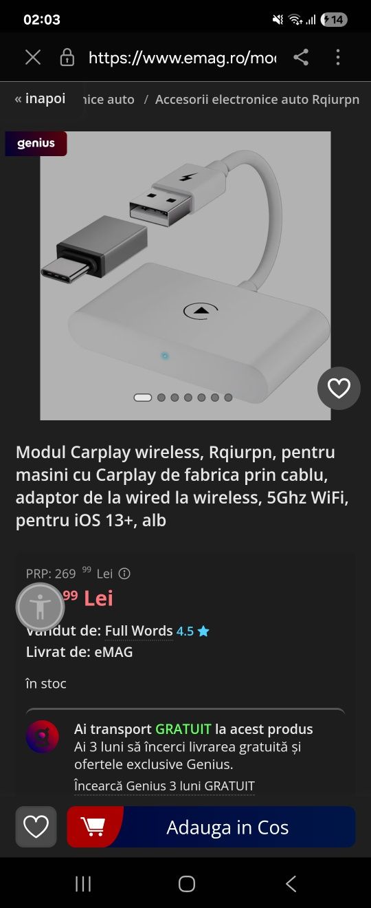 Adaptor apple carplay wirelesals