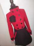 Palton Adrom superb bicolor rosu - negru cambrat