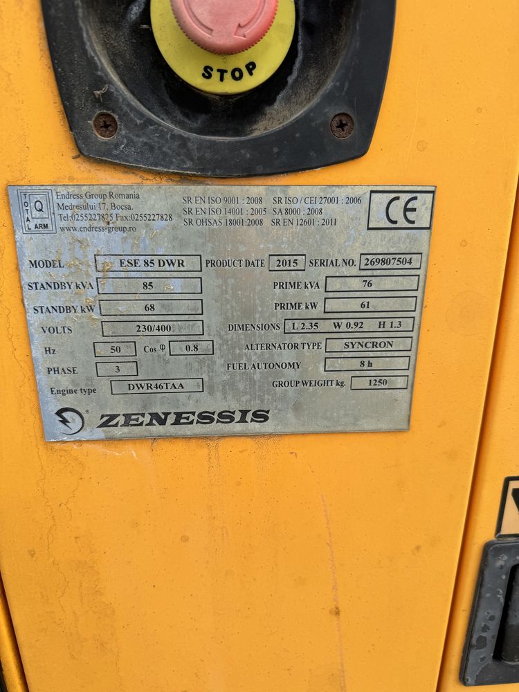 Generator trifazic ESE 85 DWR , 9 ore de functionare