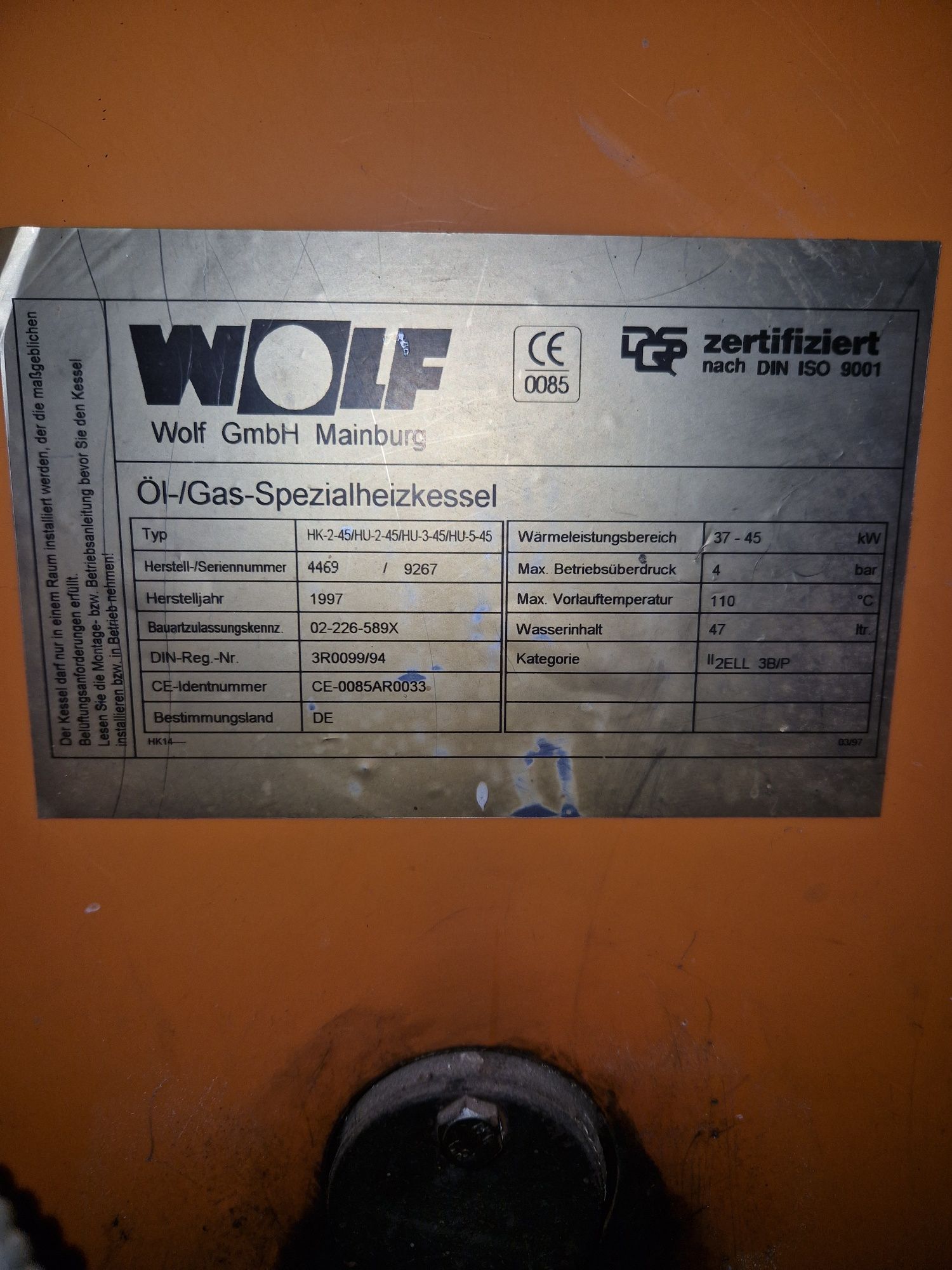 Centrala pe gaz Wolf 37-45 kw