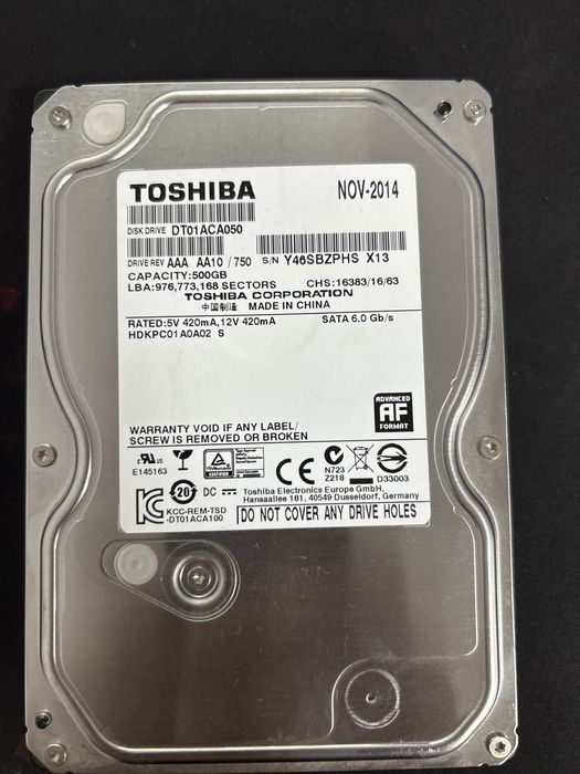 Hdd 3.5” 500GB Toshiba