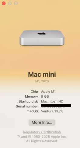 Apple Mac Mini M1 8GB RAM 256GB SSD