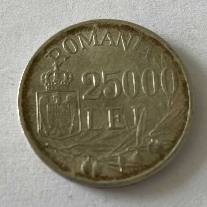 Moneda Argint 25000 Lei din 1946 Regele Mihai Colectibila