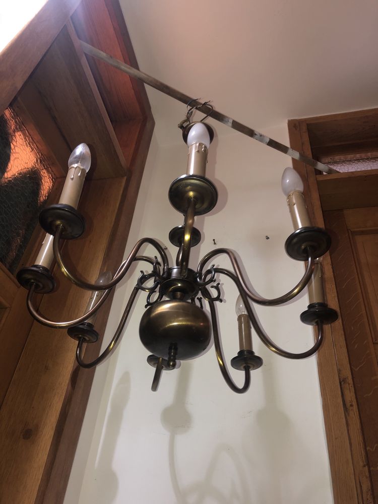 Candelabru,lustra,lampa de tavan franceza,din alama  cu 8 brate