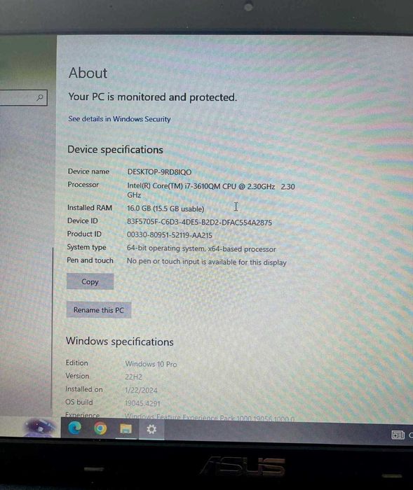 Laptop ASUS model K55V i7 16GB Ram transport gratuit