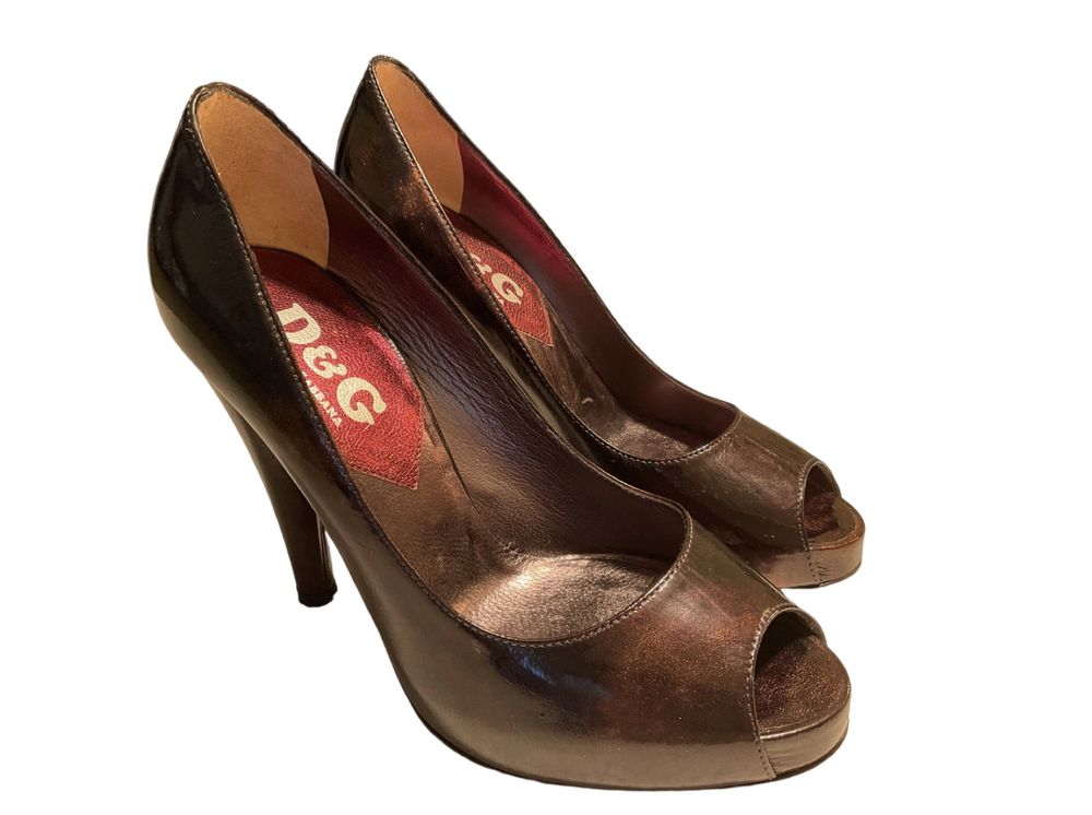 Pantofi Dolce & Gabbana (D&G), 35, originali, maro cu accente de bronz