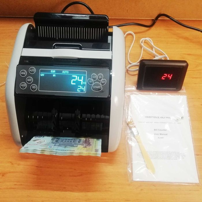 Mașină /aparat numărat bancnote/bani si detectie falsuri, display LCD