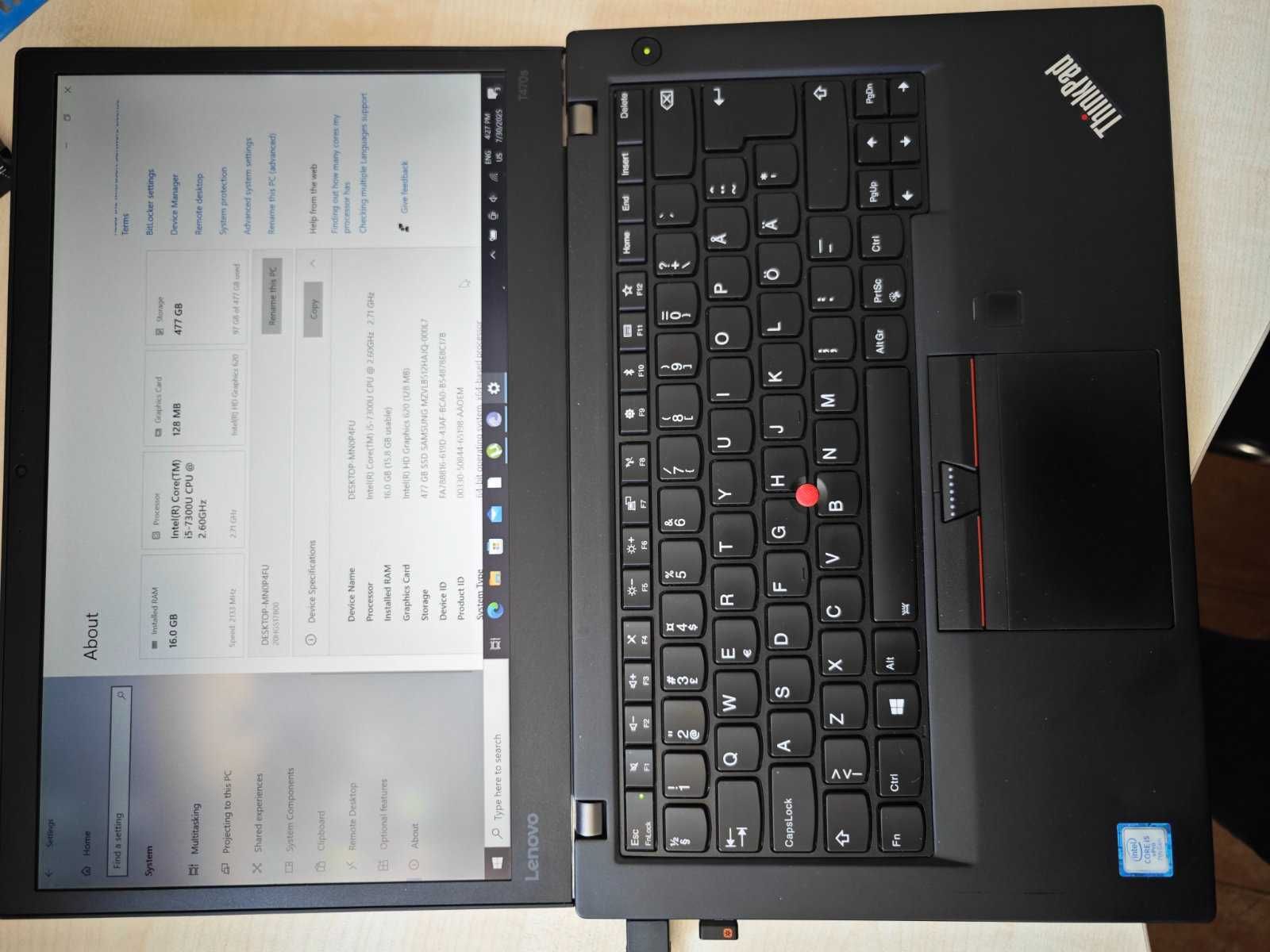 Lenovo T470S с докинг станция