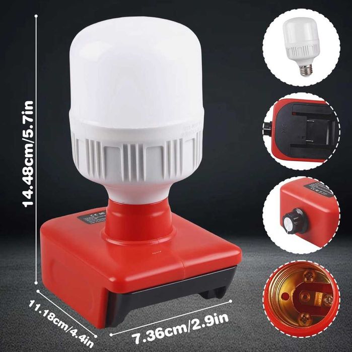 Lampă fără fir pentru baterie Einhell de 18V, lanternă de lucru de 12W