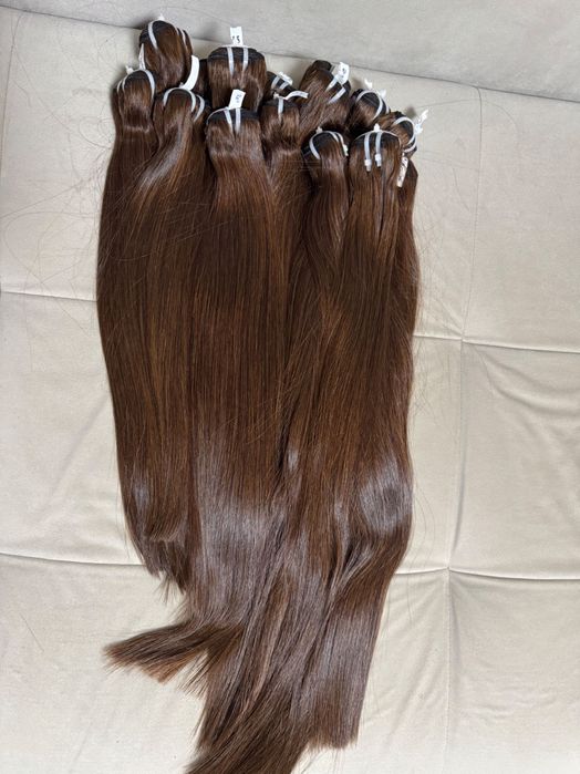 100% Естествена Виетнамска коса – Цвят №4 Кестеняво кафяво.