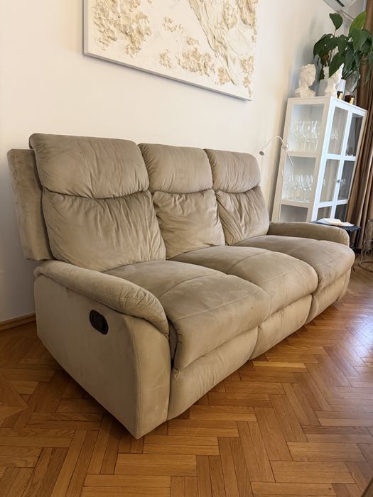 Canapea 3 locuri, reclinere manuale, stofă