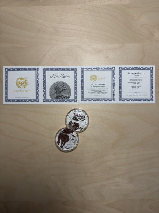 Monede argint Germania Mint - Galia & Germania 2 Oz și Fenrir 2x 1 Oz