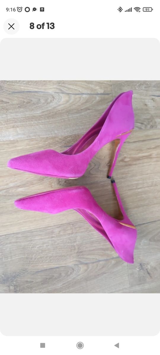 Обувки циклама розови висок ток велур Ted Baker 39-40