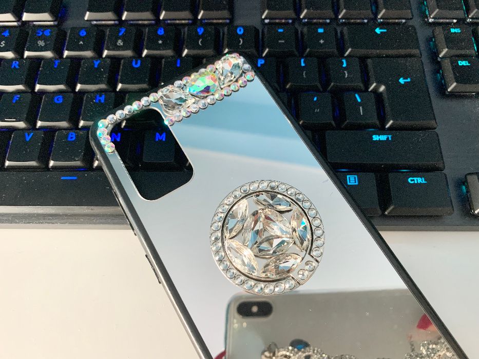 Husa oglinda cu inel + pietricele Samsung Galaxy Note20, Note 20 Ultra
