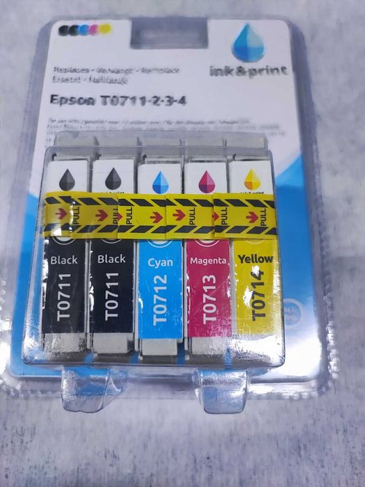 Set 5 cartușe cerneală compatibile Epson T0711-T0714, cu chip