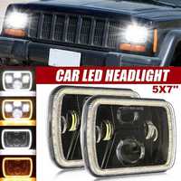 Комплект Правоъгълни LED фарове 5x7" H4 букса, 4 светлини / jeep