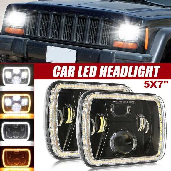 Комплект Правоъгълни LED фарове 5x7" H4 букса, 4 светлини / jeep