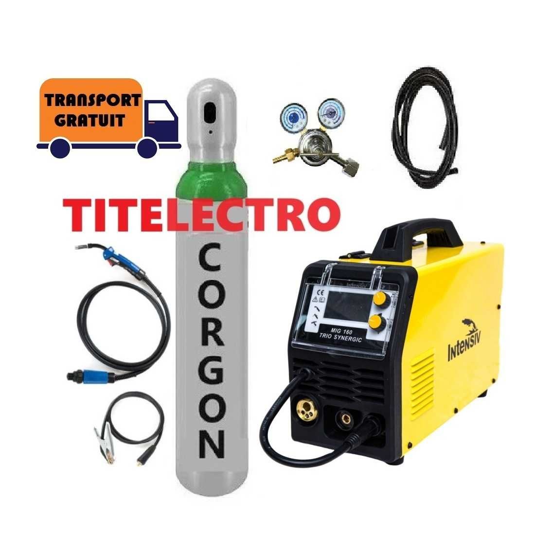 Aparat sudura MIG 160 Trio Synergic + butelie PLINA corgon + reductor