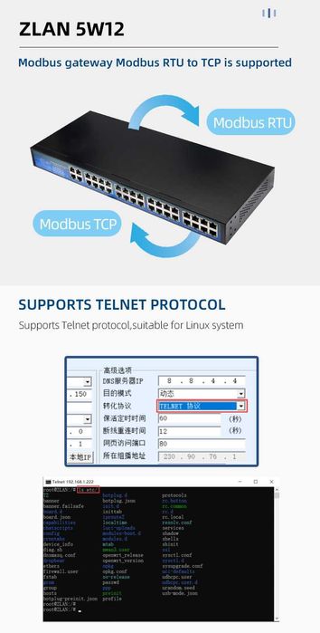 ZLAN5W12 сериен порт сървър – 32-портов Modbus gateway