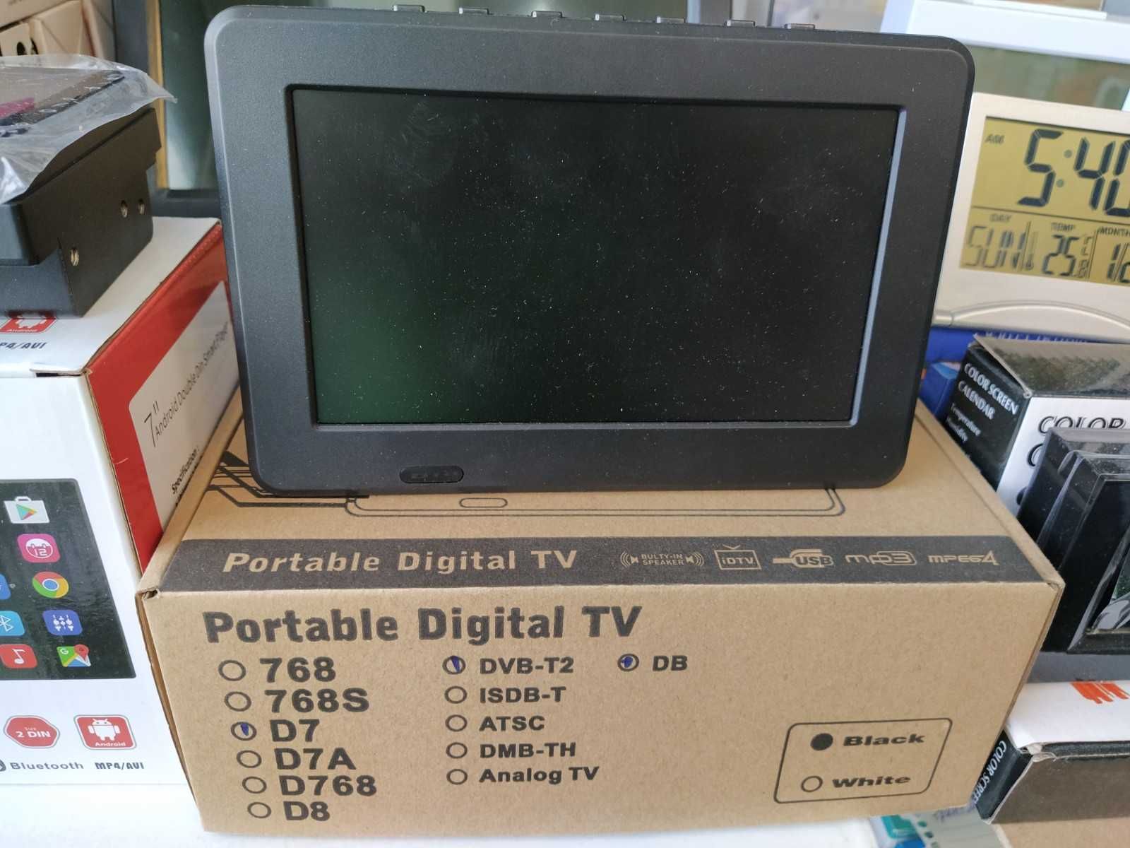 Портативен LCD телевизор 7”до14” 12/220V Цифров тунер DVB  Батерия