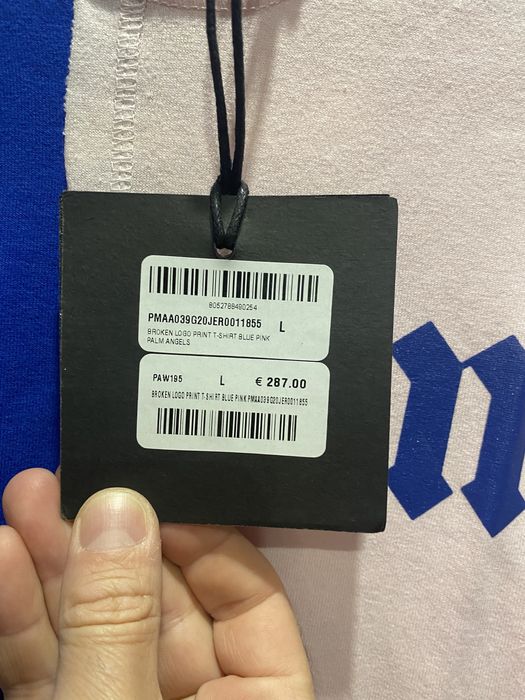 Тениска PALM ANGELS BROKEN LOGO PRINT Blue Pink.Струва 600лева.НОВА. L