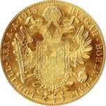 4 Ducati 1915 moneda Austro Ungaria superba placata aur de colectie