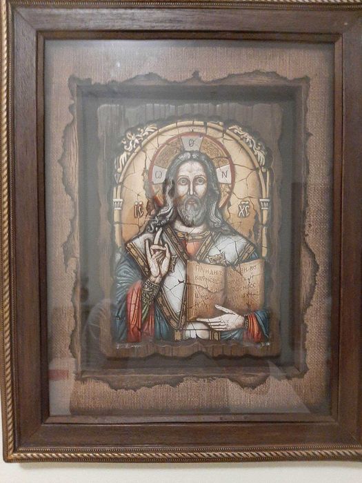 Икона на Христос Пантократор.Под стъкло!