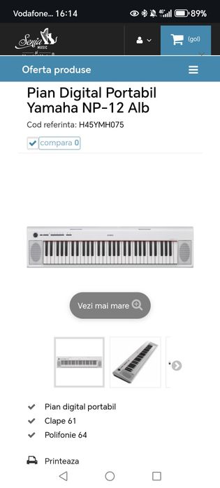 Vand Pian Digital Portabil Yamaha NP-12 Alb