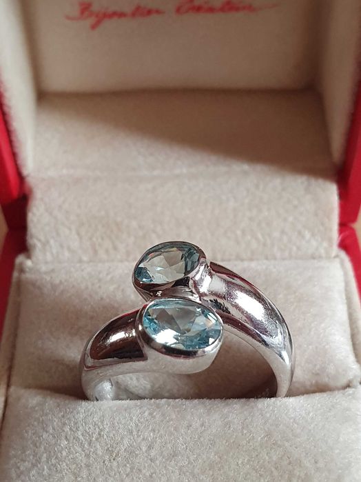 Unicat de exceptie You and Me aur cu acvamarin natural