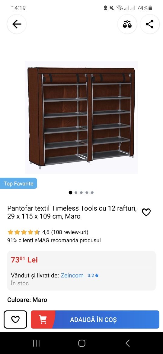 Pantofar textil culoare maro