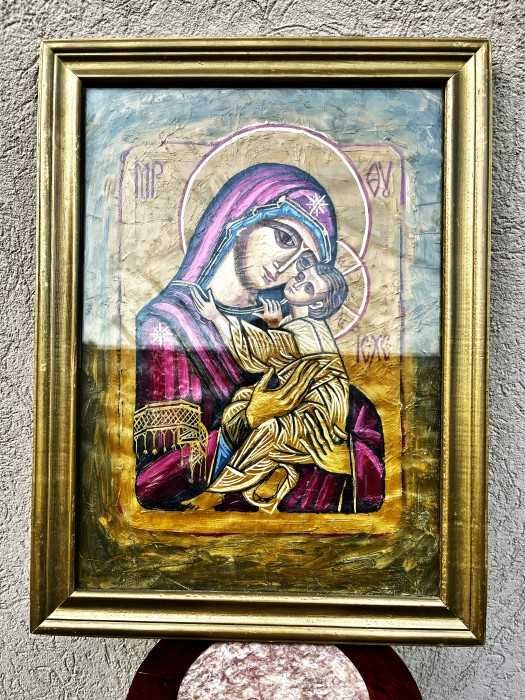 Superba pictura pe panza-Fecioara Maria cu Pruncul-Olanda