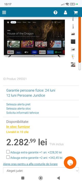 Televizor LED Smart THOMSON 55UG4S14, Ultra HD 4K, 139cm