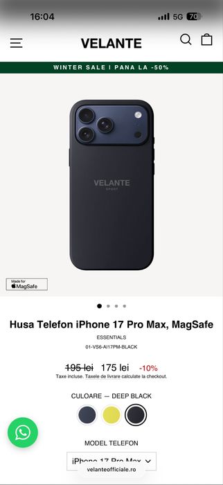 Husa Velante Officiale iphone 17 pro max