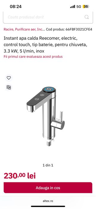 Baterie instant apa calda