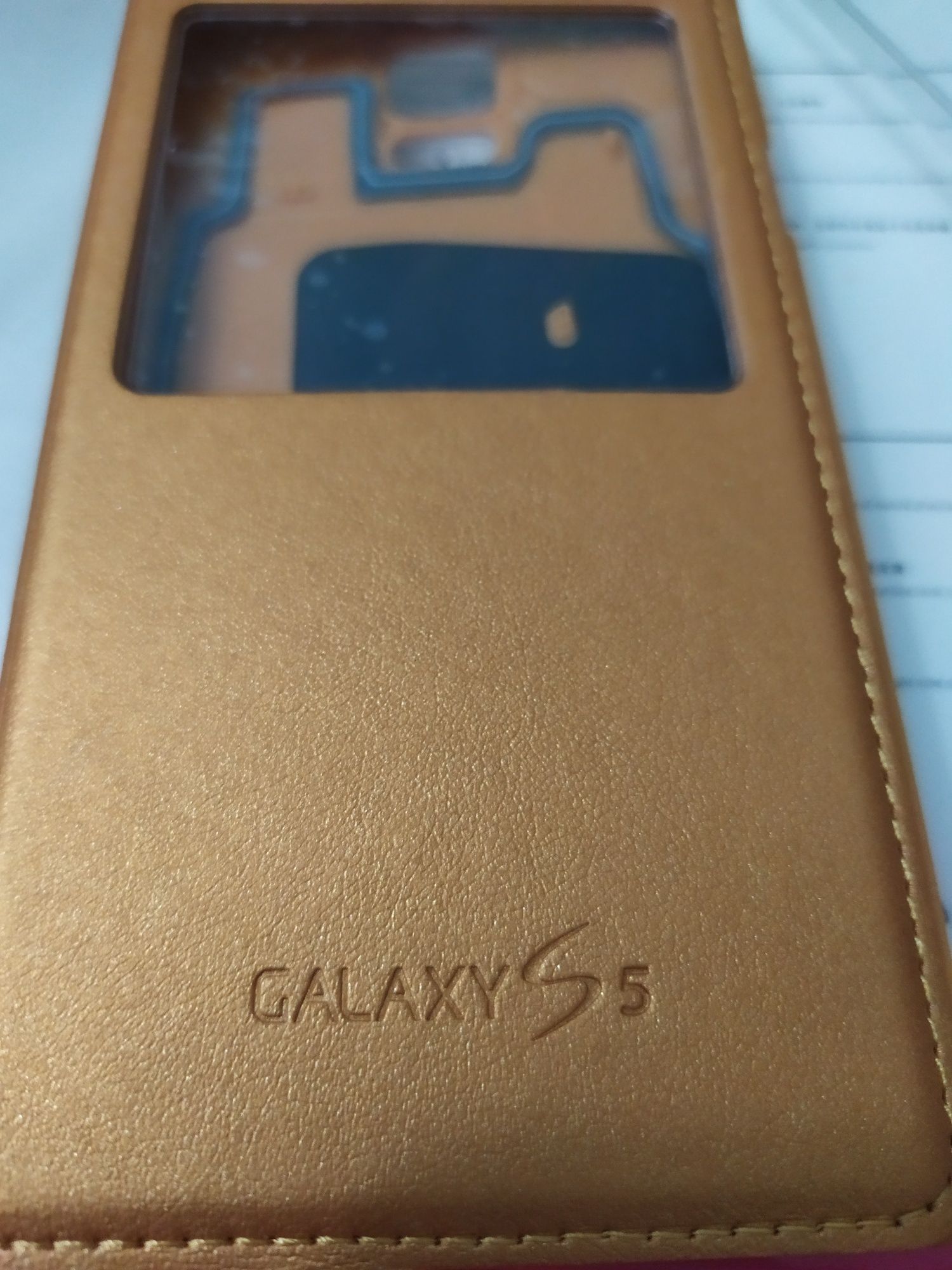 Чехол книжка для Samsung Galaxy S5. Золотой.