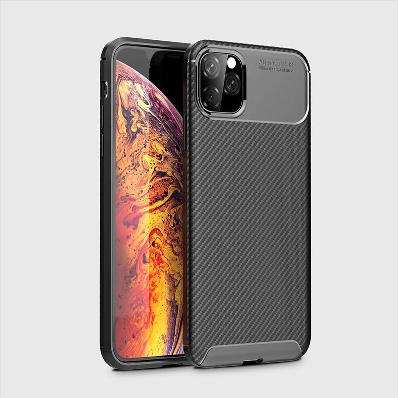 Iphone 13/14 PRO MAX Husa Silicon Carbon Neagra si Folie Sticla 21D