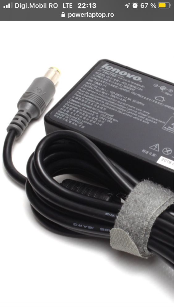 Incarcator charger lenovo thinkpad original 90w 45 watt 2 ani garantie