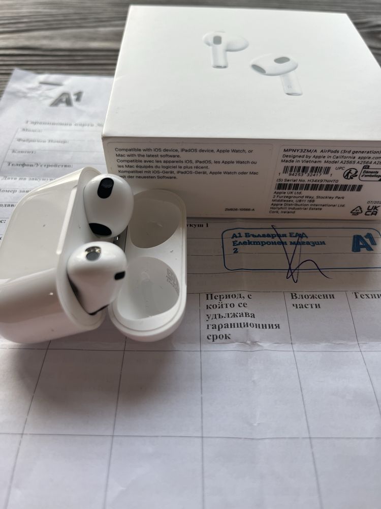 Apple AirPods 3 закупени от А1 в гаранция
