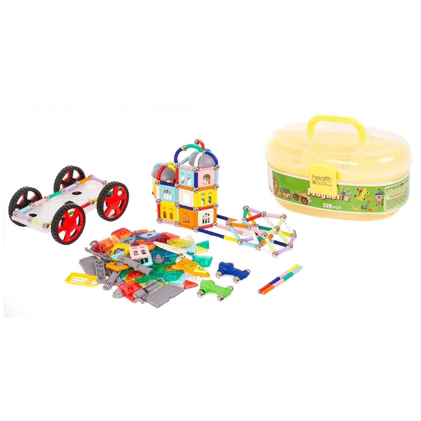 Set Inteligent de Constructie Magnetic 328 Piese, Educativ si Creativ