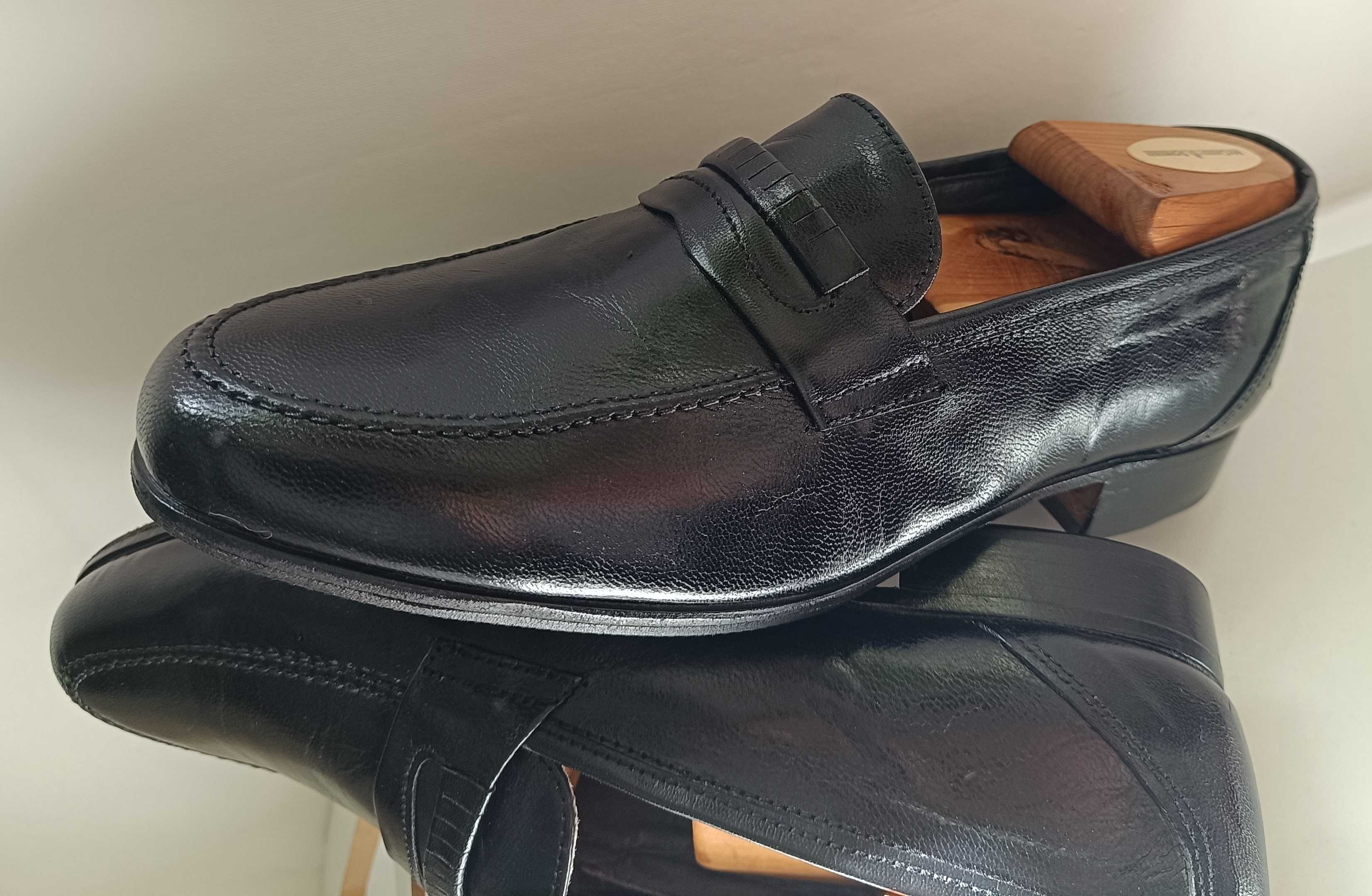 Pantofi loafer de lux 39.5 40 lucrati manual VARESE piele nat. Vibram