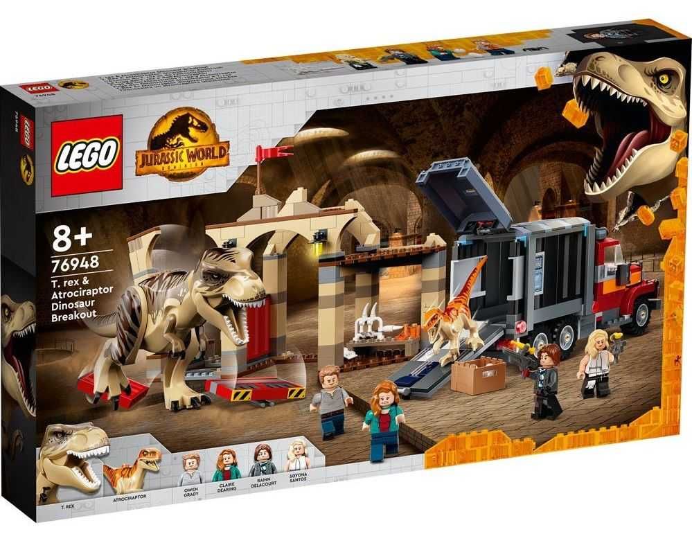 НОВО Lego Jurassic World - Бягство на Т-Рекс и Атросираптор 76948