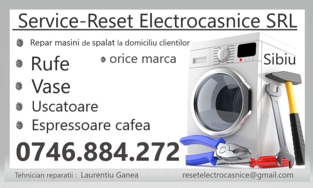 Reparatii Masini de spalat Rufe, Vase ,Uscatoare,Espressoare Sibiu