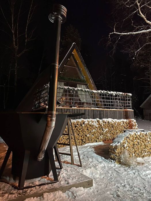 Банный чан из нержавейки с кол. печью на 4-6 чел.