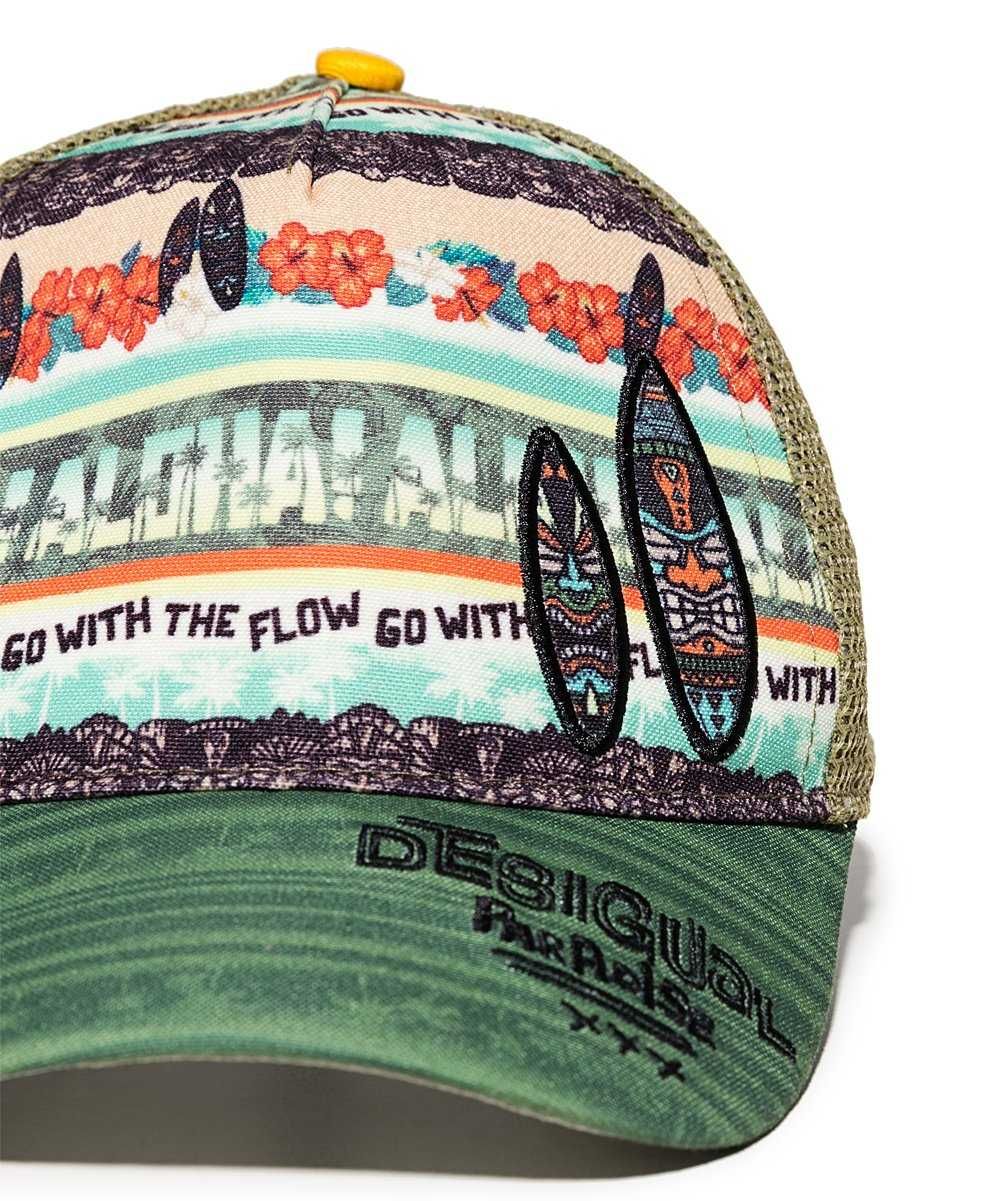 Desigual зелена бейзболна шапка с козирка "Go With the Flow"