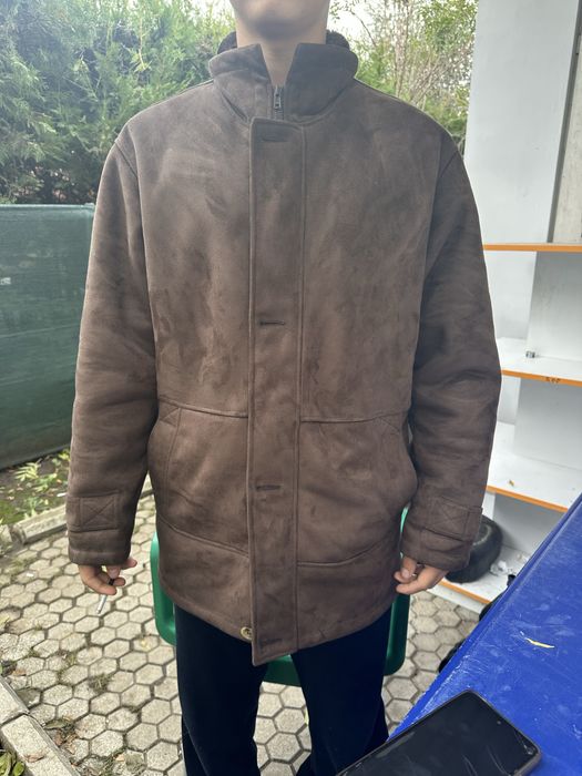 haina de piele cu blana de bizon lapidus
