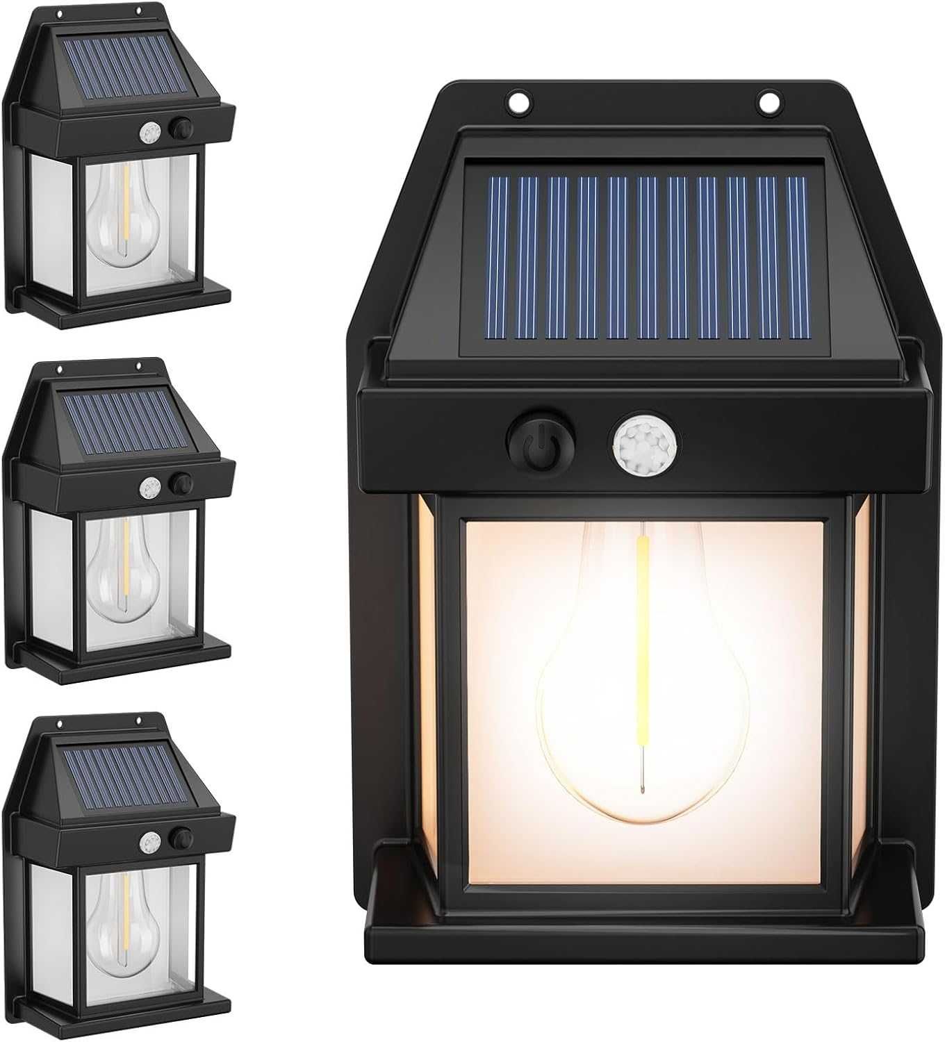 4 броя Външни слънчеви LED стенни лампи със сензор за движение SIWMER