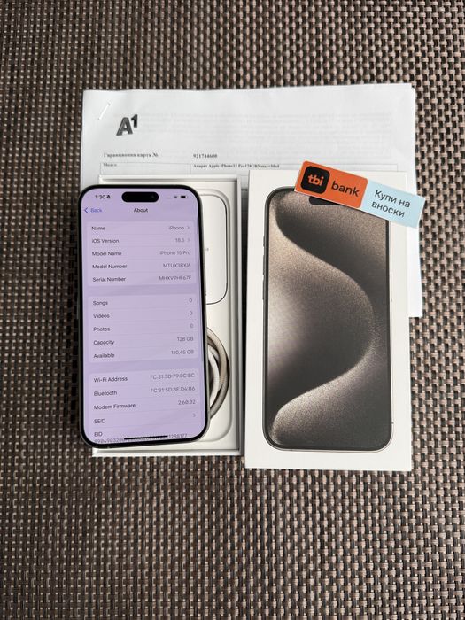 128!ЛИЗИНГ*49лв/м iPhone 15 pro * Natural айфон 15 про