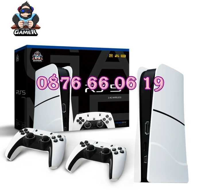 Игрова конзола RS5, 45 000+ игри, Два безжични джойстика, 4K HD, игра