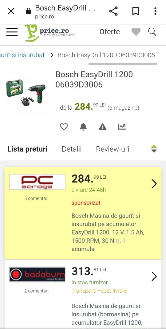 Bormasina pe acumulator Bosch